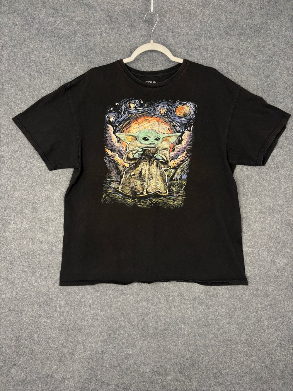 Star Wars Black Tee with Green Grogu Graphic